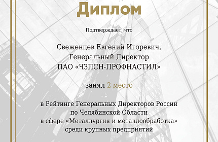 2 место в рейтинге Генеральных Директоров России